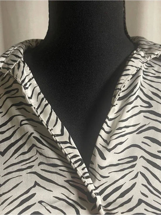 Zara Silky Zebra-Print Button Front Women's Top - Black & White - Picture 2 of 7